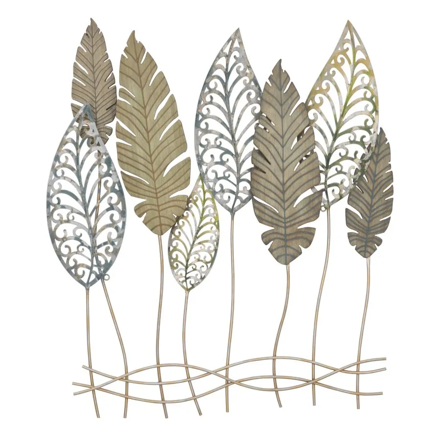 PANEL ZE STALI I DREWNA LIŚCIE -C- 75 2,5 87 cm